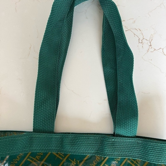 Vintage Harrods Cotton PVC Coated Reusable Signature Tote / 14" x 15" - Picture 8 of 9